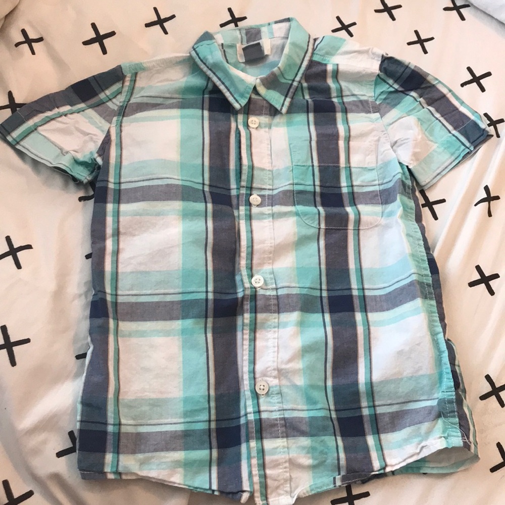Boys shirt sleeve plaid shirt
